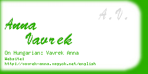 anna vavrek business card